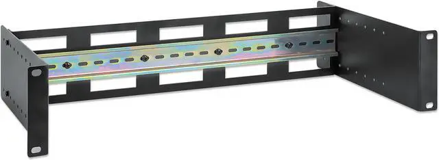 Alt view image 2 of 7 - Intellinet Adjustable 19" Rackmount DIN Rail Kit, 2U, Chassis to Mount Top Hat DIN Rail Equipment in a 19 in. Rack, Adjustable Rail Depth of 48 to 174 mm (1.9 to 6.9 in.), Aluminum, Black RAL 9005