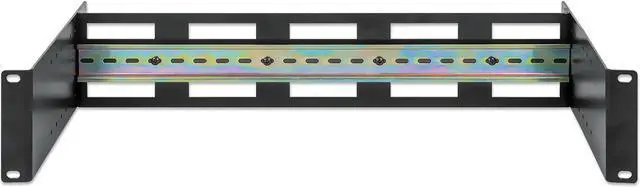 Alt view image 3 of 7 - Intellinet Adjustable 19" Rackmount DIN Rail Kit, 2U, Chassis to Mount Top Hat DIN Rail Equipment in a 19 in. Rack, Adjustable Rail Depth of 48 to 174 mm (1.9 to 6.9 in.), Aluminum, Black RAL 9005