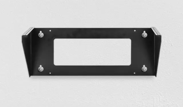 Alt view image 5 of 6 - Intellinet Vertical Wall Mount Rack Bracket for 19" Equipment, 4U, Space-Saving Mini-Rack to Mount 19 in. Network Equipment Vertically on a Wall or Horizontally under a Desk, Black RAL 9005