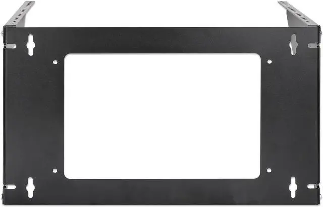 Alt view image 4 of 6 - Intellinet Vertical Wall Mount Rack Bracket for 19" Equipment, 6U, Space-Saving Mini-Rack to Mount 19 in. Network Equipment Vertically on a Wall or Horizontally under a Desk, Black RAL 9005