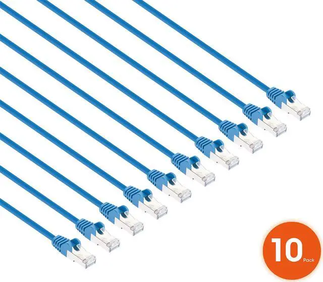 Alt view image 2 of 7 - Intellinet Cat8.1 U/FTP Slim Network Patch Cable, 0.5 ft., Blue, 10-Pack, 40G, 2 GHz, 100% Copper, 30 AWG, RJ45, Stranded, Snag-free, Gold-plated Contacts