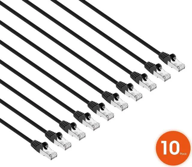 Alt view image 2 of 7 - Intellinet Cat8.1 U/FTP Slim Network Patch Cable, 0.5 ft., Black, 10-Pack, 40G, 2 GHz, 100% Copper, 30 AWG, RJ45, Stranded, Snag-free, Gold-plated Contacts