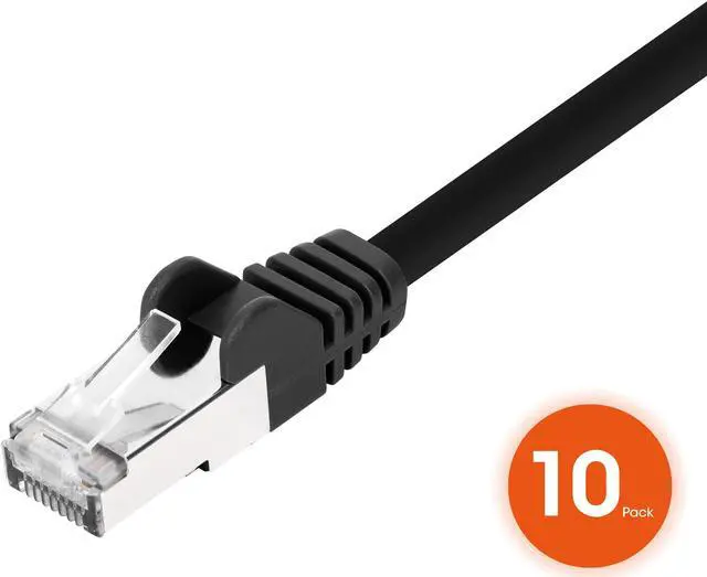 Alt view image 3 of 7 - Intellinet Cat8.1 U/FTP Slim Network Patch Cable, 0.5 ft., Black, 10-Pack, 40G, 2 GHz, 100% Copper, 30 AWG, RJ45, Stranded, Snag-free, Gold-plated Contacts