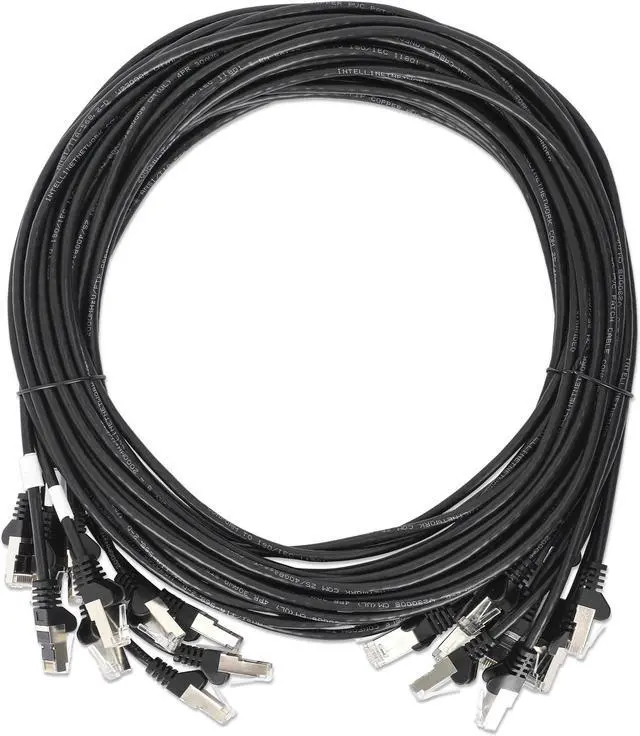 Alt view image 7 of 7 - Intellinet Cat8.1 U/FTP Slim Network Patch Cable, 0.5 ft., Black, 10-Pack, 40G, 2 GHz, 100% Copper, 30 AWG, RJ45, Stranded, Snag-free, Gold-plated Contacts