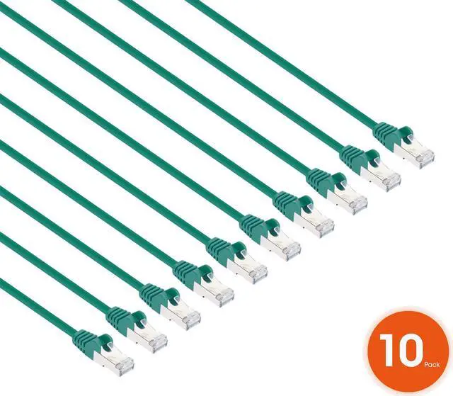 Alt view image 2 of 7 - Intellinet Cat8.1 U/FTP Slim Network Patch Cable, 0.5 ft., Green, 10-Pack, 40G, 2 GHz, 100% Copper, 30 AWG, RJ45, Stranded, Snag-free, Gold-plated Contacts