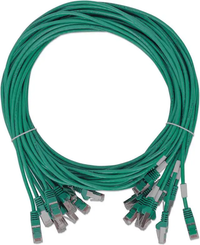 Alt view image 7 of 7 - Intellinet Cat8.1 U/FTP Slim Network Patch Cable, 0.5 ft., Green, 10-Pack, 40G, 2 GHz, 100% Copper, 30 AWG, RJ45, Stranded, Snag-free, Gold-plated Contacts