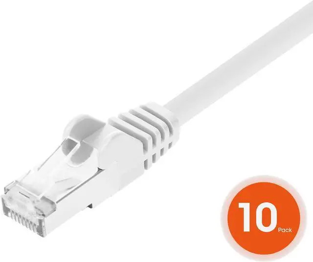 Alt view image 3 of 7 - Intellinet Cat8.1 U/FTP Slim Network Patch Cable, 0.5 ft., White, 10-Pack, 40G, 2 GHz, 100% Copper, 30 AWG, RJ45, Stranded, Snag-free, Gold-plated Contacts