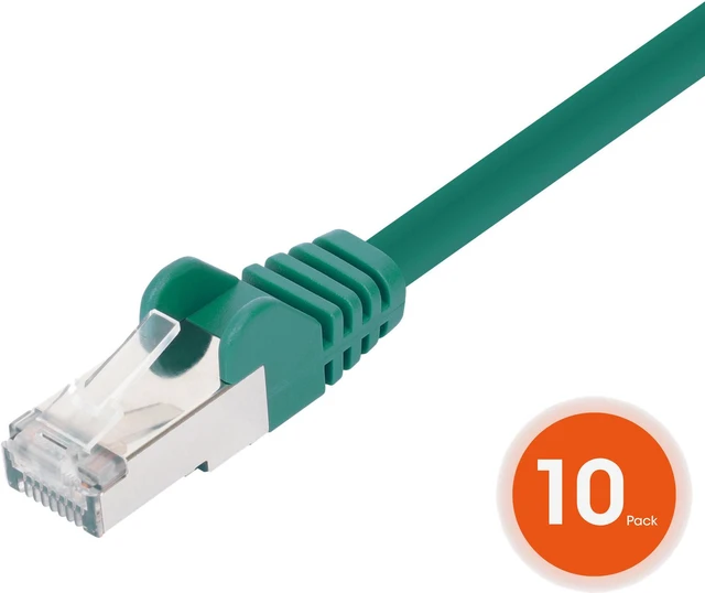Alt view image 3 of 7 - Intellinet Cat8.1 U/FTP Slim Network Patch Cable, 7 ft., Green, 10-Pack, 40G, 2 GHz, 100% Copper, 30 AWG, RJ45, Stranded, Snag-free, Gold-plated Contacts