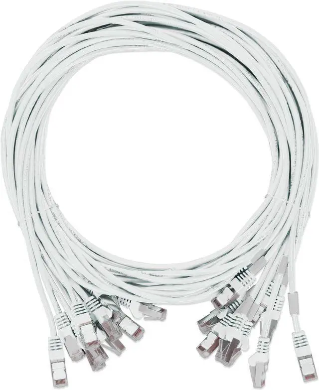 Alt view image 7 of 7 - Intellinet Cat8.1 U/FTP Slim Network Patch Cable, 14 ft., White, 10-Pack, 40G, 2 GHz, 100% Copper, 30 AWG, RJ45, Stranded, Snag-free, Gold-plated Contacts