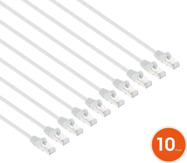 Alt view image 2 of 7 - Intellinet Cat8.1 U/FTP Slim Network Patch Cable, 10 ft., White, 10-Pack, 40G, 2 GHz, 100% Copper, 30 AWG, RJ45, Stranded, Snag-free, Gold-plated Contacts