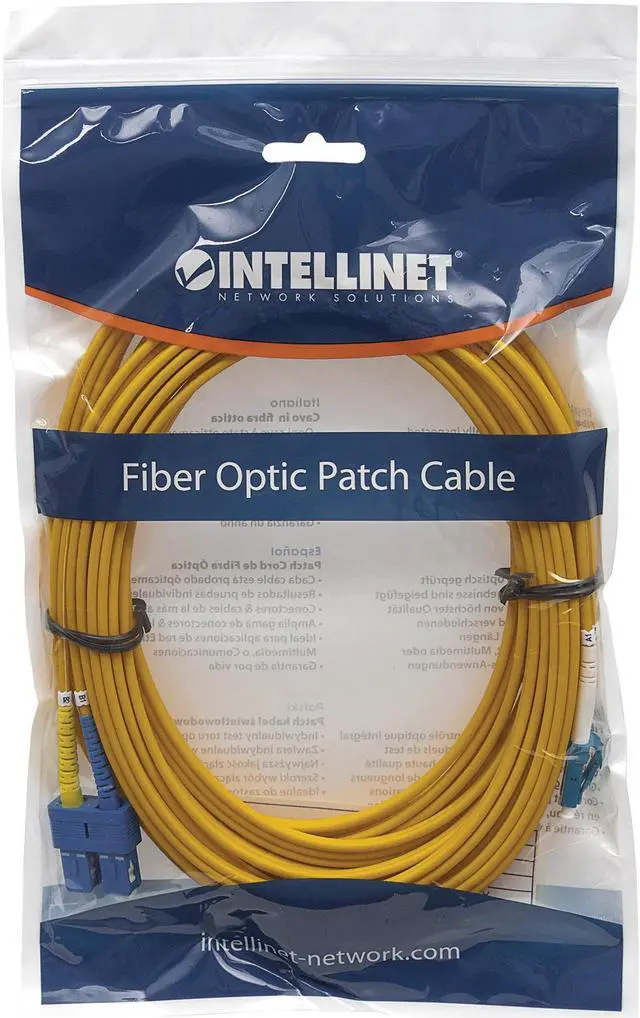Alt view image 5 of 5 - Intellinet 4 m LC to SC UPC Fiber Optic Patch Cable, 2.0 mm, Duplex, OFNR, Singlemode BIF, Yellow, 9/125 µm, Bend Insensitive Fiber Cable G.657.A1, 13 ft