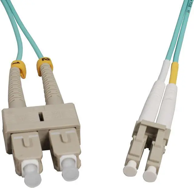 Alt view image 2 of 5 - Intellinet 2 m LC to SC UPC Fiber Optic Patch Cable, 2.0 mm, Duplex, OFNR, OM3 Multimode, Aqua, 50/125 µm, Bend Insensitive Multimode Fiber (BIMMF), 6.6 ft