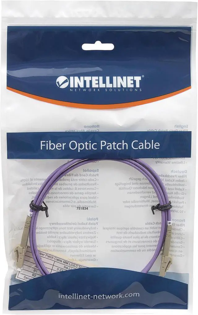 Alt view image 5 of 5 - Intellinet 1.5 m LC to LC UPC Fiber Optic Patch Cable, 2.0 mm, Duplex, OFNR, OM4 Multimode, Violet, 50/125 µm, Bend Insensitive Multimode Fiber (BIMMF), 4.9 ft