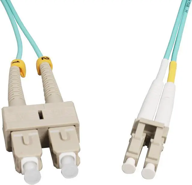 Alt view image 2 of 5 - Intellinet 3 m LC to SC UPC Fiber Optic Patch Cable, 2.0 mm, Duplex, OFNR, OM4 Multimode, Aqua, 50/125 µm, Bend Insensitive Multimode Fiber (BIMMF), 6.6 ft