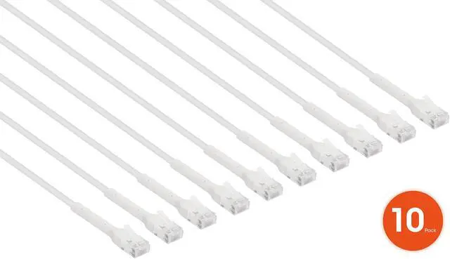 Alt view image 2 of 7 - Intellinet Cat6 U/UTP FlexiBoot Slim Network Patch Cable, 1 ft., White, 10-Pack, 10G, 250 MHz, 100% Copper, 32 AWG, RJ45, Stranded, Highly Bendable, Gold-plated Contacts