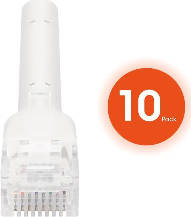 Alt view image 5 of 7 - Intellinet Cat6 U/UTP FlexiBoot Slim Network Patch Cable, 1 ft., White, 10-Pack, 10G, 250 MHz, 100% Copper, 32 AWG, RJ45, Stranded, Highly Bendable, Gold-plated Contacts