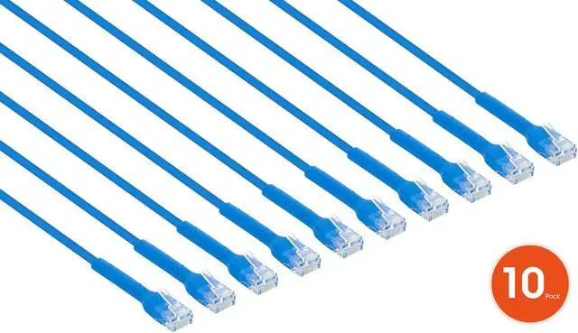 Alt view image 2 of 7 - Intellinet Cat6 U/UTP FlexiBoot Slim Network Patch Cable, 2 ft., Blue, 10-Pack, 10G, 250 MHz, 100% Copper, 32 AWG, RJ45, Stranded, Highly Bendable, Gold-plated Contacts