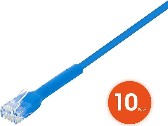 Alt view image 3 of 7 - Intellinet Cat6 U/UTP FlexiBoot Slim Network Patch Cable, 2 ft., Blue, 10-Pack, 10G, 250 MHz, 100% Copper, 32 AWG, RJ45, Stranded, Highly Bendable, Gold-plated Contacts
