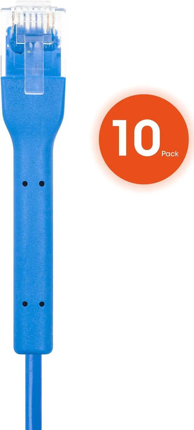 Alt view image 4 of 7 - Intellinet Cat6 U/UTP FlexiBoot Slim Network Patch Cable, 2 ft., Blue, 10-Pack, 10G, 250 MHz, 100% Copper, 32 AWG, RJ45, Stranded, Highly Bendable, Gold-plated Contacts