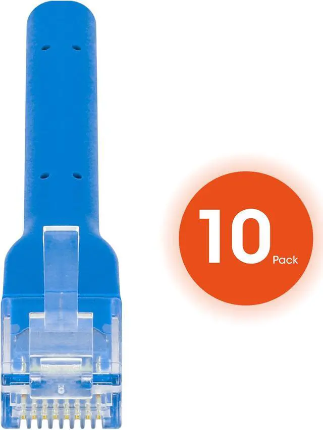 Alt view image 5 of 10 - Intellinet Cat6 U/UTP FlexiBoot Slim Network Patch Cable, 5 ft., Blue, 10-Pack, 10G, 250 MHz, 100% Copper, 32 AWG, RJ45, Stranded, Highly Bendable, Gold-plated Contacts