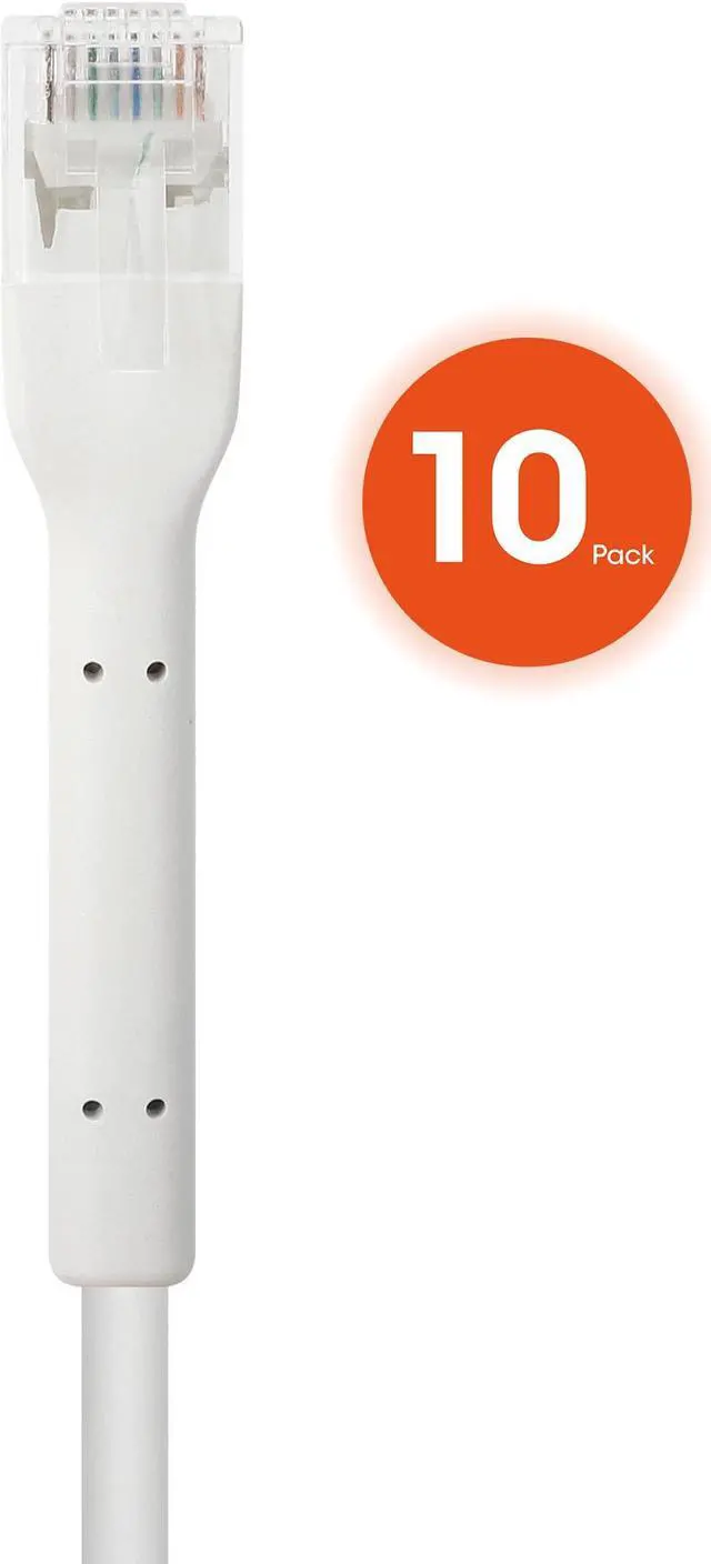 Alt view image 4 of 7 - Intellinet Cat6 U/UTP FlexiBoot Slim Network Patch Cable, 5 ft., White, 10-Pack, 10G, 250 MHz, 100% Copper, 32 AWG, RJ45, Stranded, Highly Bendable, Gold-plated Contacts