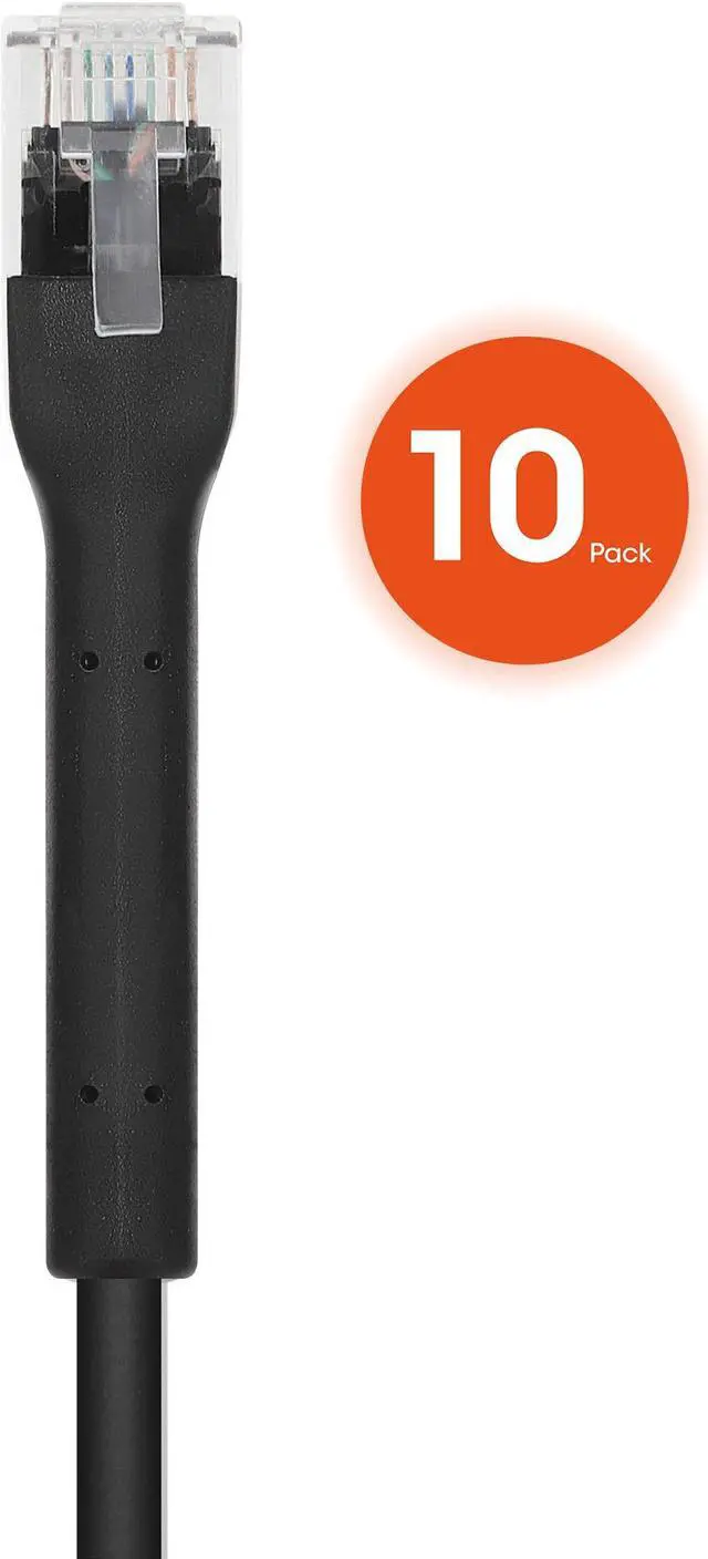 Alt view image 4 of 8 - Intellinet Cat6 U/UTP FlexiBoot Slim Network Patch Cable, 7 ft., Black, 10-Pack, 10G, 250 MHz, 100% Copper, 32 AWG, RJ45, Stranded, Highly Bendable, Gold-plated Contacts