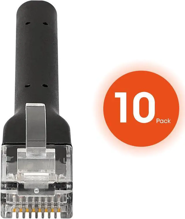 Alt view image 5 of 8 - Intellinet Cat6 U/UTP FlexiBoot Slim Network Patch Cable, 7 ft., Black, 10-Pack, 10G, 250 MHz, 100% Copper, 32 AWG, RJ45, Stranded, Highly Bendable, Gold-plated Contacts