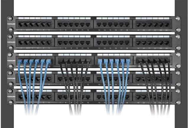Alt view image 6 of 7 - Intellinet Cat6 U/UTP Slim Network Patch Cable, 3 ft., Black, 10-Pack, 10G, 250 MHz, 100% Copper, 30 AWG, RJ45, Stranded, Snag-free, Gold-plated Contacts