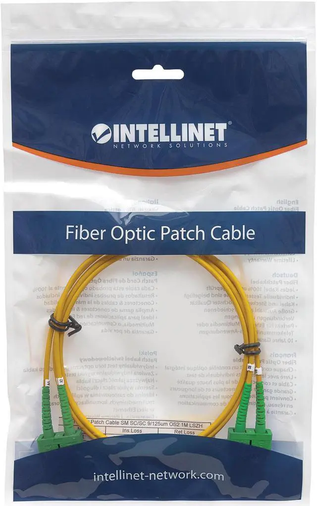 Alt view image 5 of 5 - Intellinet 5 m SC UPC to SC APC Fiber Optic Patch Cable, 2.0 mm, Duplex, OFNR, Singlemode BIF, Yellow, 9/125 µm, Bend Insensitive Fiber Cable G.657.A1, 16 ft