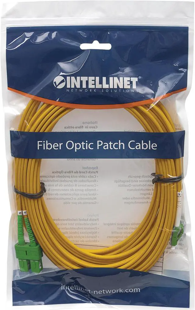 Alt view image 5 of 5 - Intellinet 5 m LC UPC to SC APC Fiber Optic Patch Cable, 2.0 mm, Duplex, OFNR, Singlemode BIF, Yellow, 9/125 µm, Bend Insensitive Fiber Cable G.657.A1, 16 ft
