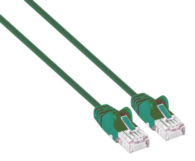 Alt view image 2 of 3 - Intellinet Cat6 U/UTP Slim Network Patch Cable, 10 ft., Green, 10G, 250 MHz, 100% Copper, 30 AWG, RJ45, Stranded, Snag-free, Gold-plated Contacts