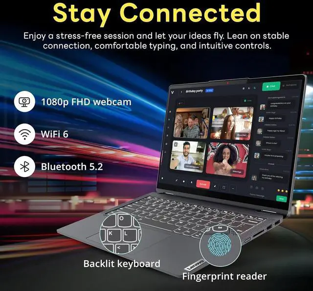 Alt view image 6 of 7 - Lenovo IdeaPad Flex 5i 14" WUXGA Touch 2-in-1 Laptop, Intel i5-1235U, 8GB LPDDR4X, 1.16TB Storage (1TB SSD + 160GB Docking Station Set), Backlit Keyboard, Fingerprint Reader, FHD Camera, Win 11, Gray