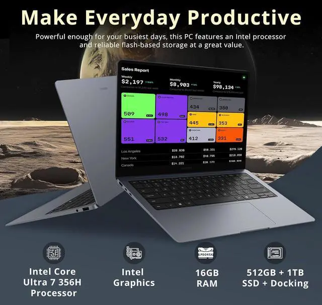 Alt view image 3 of 7 - Samsung Galaxy Book6 Pro Copilot+ PC Laptop, 14" 3K AMOLED Touchscreen, Intel Core Ultra 7 356H, 16GB LPDDR5X, 1.5TB Storage (512GB SSD+1TB Docking Station), Backlit Keyboard, Fingerprint, Win11, Gray
