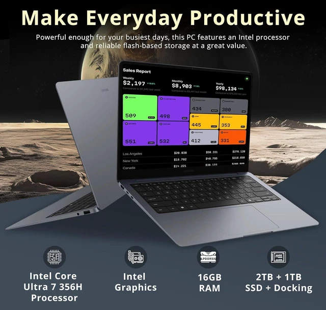 Alt view image 3 of 7 - Samsung Galaxy Book6 Pro 14" 3K AMOLED Touch Laptop, Intel Core Ultra 7 356H, 16GB LPDDR5X, 3TB Storage (2TB SSD+1TB Docking Station), Copilot+ PC, Backlit Keyboard, Fingerprint, Win 11 Pro, Gray