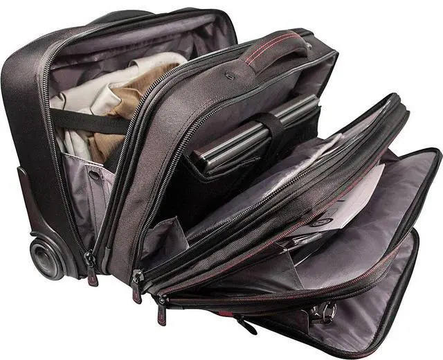 Alt view image 2 of 4 - Mobile Edge Professional Rolling Laptop Case, Durable, Designed for Men, Women, Business, Travel, 17.3 Inch, Adjustable Laptop Section, Clothes Section, Telescoping Handle, Black, MEPRC1