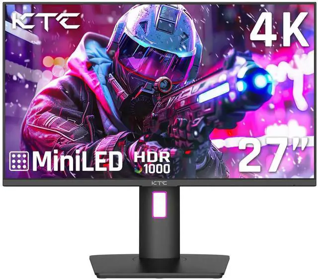 Main image of KTC 27 Inch 4K Mini LED Monitor, Fast IPS, HDR1000 160Hz 144Hz Gaming Monitor, Speakers, Type-C 90W, HDMI/DP/USB, Swivel/Height/Pivot/Tilt, VESA, Vertical Monitor for Gaming & PC