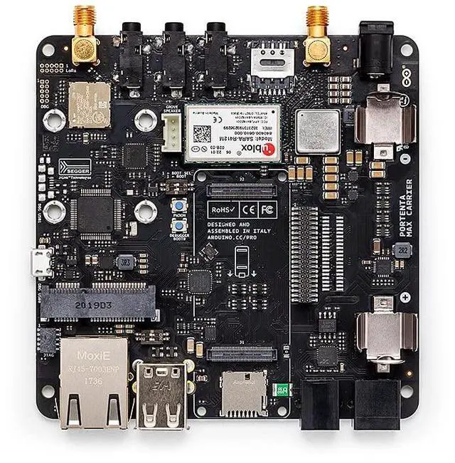 Alt view image 2 of 5 - Arduino Pro Portenta Max Carrier [ABX00043]  Industrial-Grade SBC with Multi-Connectivity (LoRa®, CAT-M1, NB-IoT, Ethernet), JTAG Debugger, and Edge AI Support for Automation and Robotics