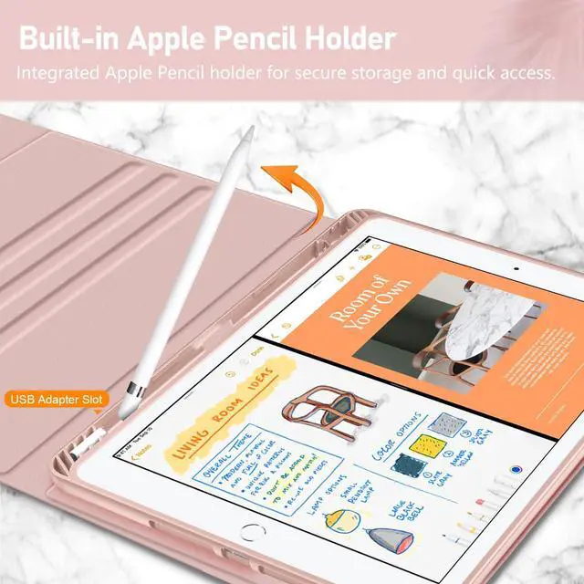Alt view image 4 of 5 - Fintie Keyboard Case for iPad 9th / 8th / 7th Generation (2021/2020/2019) 10.2 Inch, Soft TPU Back Stand Cover with Pencil Holder, Magnetically Detachable Bluetooth Keyboard, Rose Gold