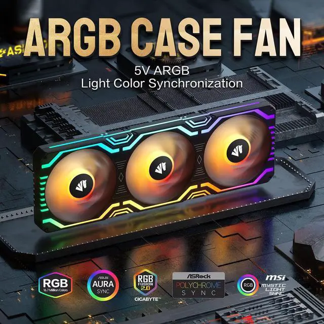 Alt view image 2 of 5 - Asiahorse Matrix-Black Case Fan with PWM Control, 56 Addressable RGB LEDs 360MM + 240MM All-in-One Square Frame Integrated Fan with MB Sync/Analog Controller
