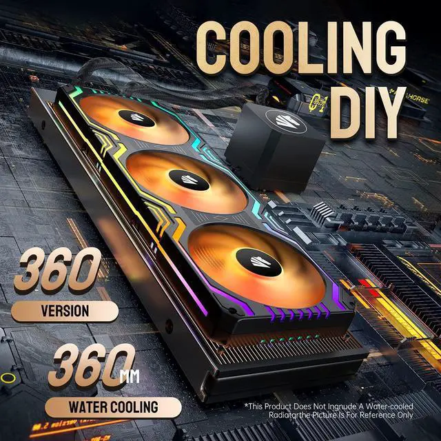 Alt view image 3 of 5 - Asiahorse Matrix-Black Case Fan with PWM Control, 56 Addressable RGB LEDs 360MM + 240MM All-in-One Square Frame Integrated Fan with MB Sync/Analog Controller