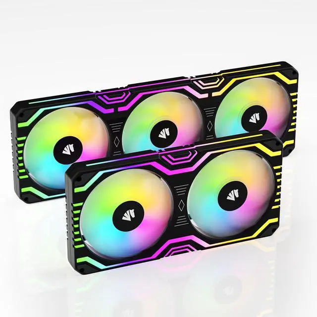 Main image of Asiahorse Matrix-Black Case Fan with PWM Control, 56 Addressable RGB LEDs 360MM + 240MM All-in-One Square Frame Integrated Fan with MB Sync/Analog Controller