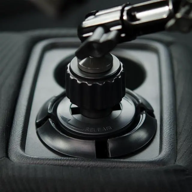 Alt view image 3 of 5 - Tackform Tablet Cup Holder Mount for Car or Truck [Enduro Series ] Heavy Duty ELD Mount - Aluminum 3-Way Adjustable Arm with Universal Spring Loaded Tablet Cradle