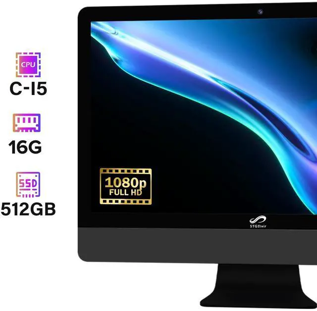 Alt view image 5 of 5 - STGSivir All in One Desktop Computer, 23" FHD Display, Core i5 3.0G up to 3.7GHz, 16G, 512G SSD, WiFi, BT 5.0, RGB Keyboard & Mouse & Mouse Pad, Webcam, Windows 11 Home
