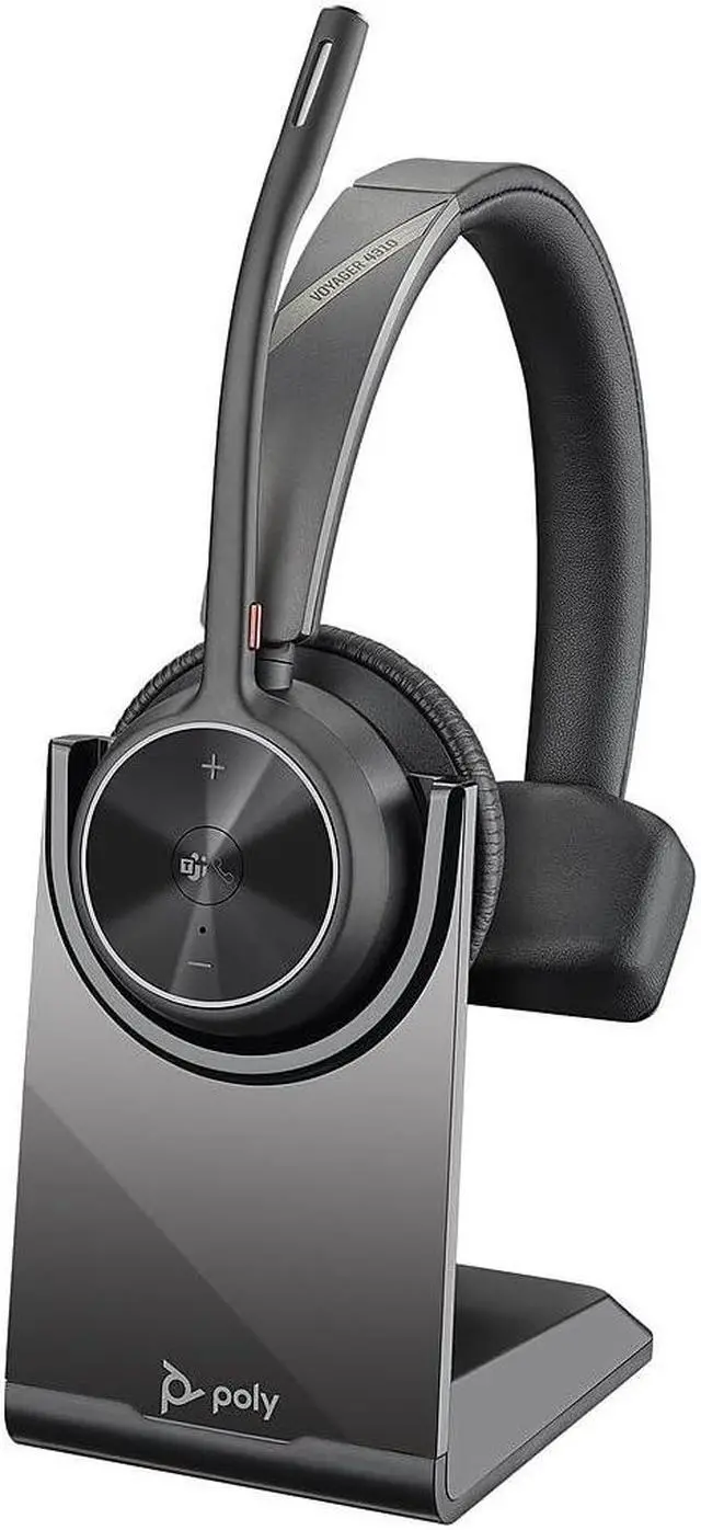 Main image of Poly - Voyager 4310 UC Wireless Headset + Charge Stand (Plantronics) - Single-Ear Headset- Connect to PC/Mac via USB-A Bluetooth Adapter, Cell Phone via Bluetooth-Works w/Teams (Certified), Zoom&More