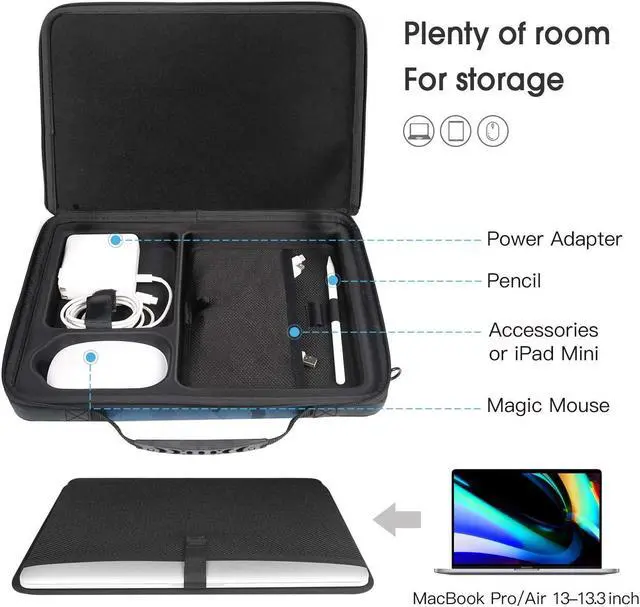 Alt view image 2 of 5 - Smatree Hard Carrying Bag Compatible for 13inch MacBook Air M4 2025/2024/2022 A3313/A2681,13inch iPad Air M3 2025,14inch MacBook Pro 2024 M4/2023 M3 A2918/A2992/A2779, iPad Pro M4 2024 Case, Navy Blue