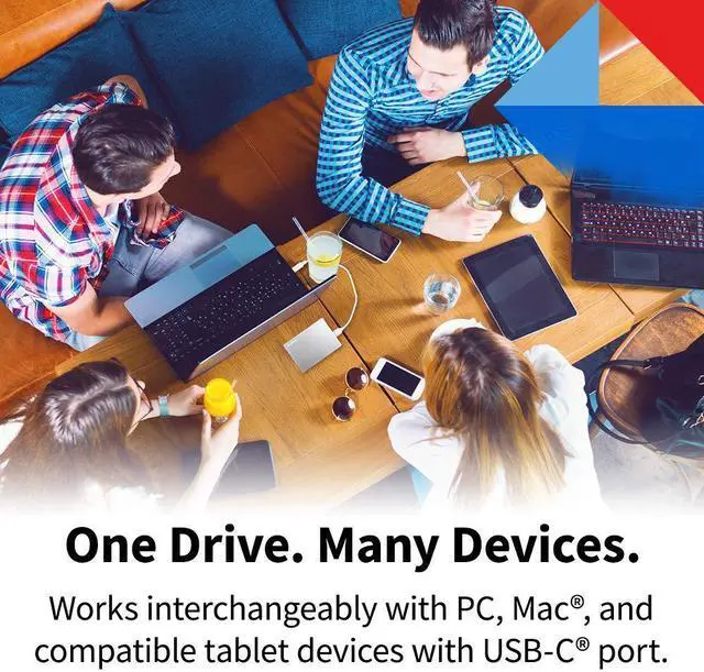 Alt view image 3 of 5 - Toshiba Canvio Flex 1TB Portable External Hard Drive USB-C USB 3.0, Silver for PC, Mac, & Tablet - HDTX110XSCAA