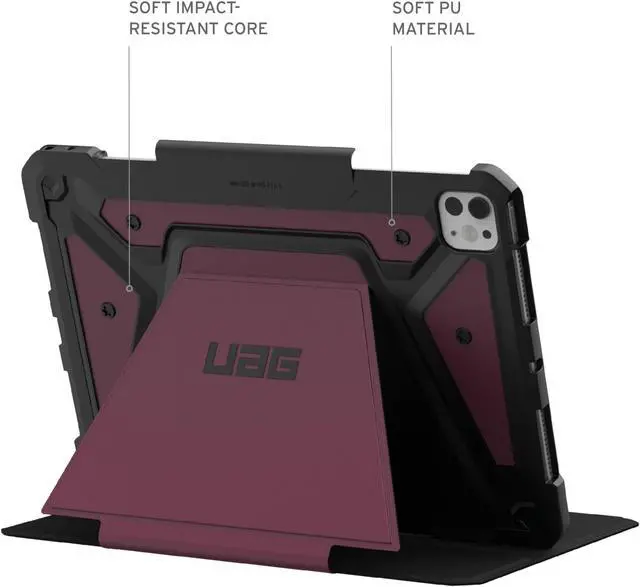 Alt view image 4 of 5 - URBAN ARMOR GEAR UAG Designed for iPad Pro 11" Case (5th Gen, 2024, M4) A2836, A2837, A3006 Rugged Adjustable Multi-Angle Viewing Stand Folio Cover with Pencil Holder, Metropolis SE Bordeaux