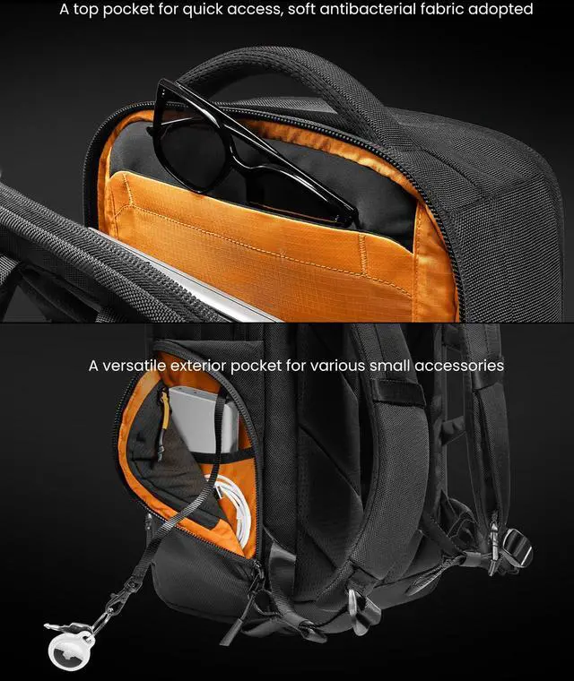 Alt view image 5 of 5 - tomtoc Laptop Backpack X-Pac Techpack Designed for Business Professional Commuter, City Compact Backpack for 16-inch MacBook Pro, Black