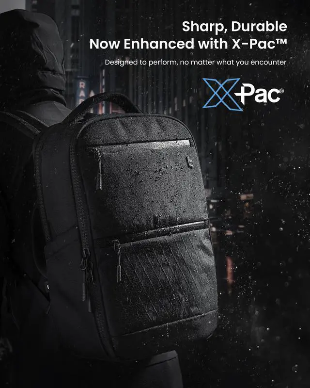 Alt view image 4 of 5 - tomtoc Laptop Backpack X-Pac Techpack Designed for Business Professional Commuter, City Compact Backpack for 16-inch MacBook Pro, Black