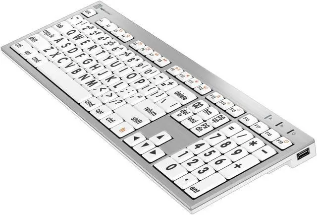 Alt view image 4 of 5 - Logickeyboard 'Slimline' with Large Print * Black Letters on White Keys * Made for Mac * Including LogicLight Lamp * p/n LKBU-LPRNTBW-CWMU-US